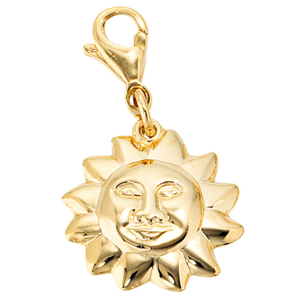Charm Sonne 333 Gelbgold Karabinerverschluss
