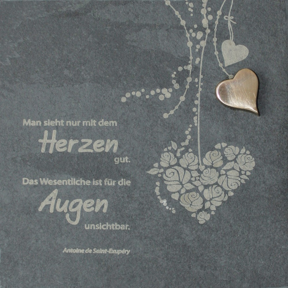 Wandrelief Man sieht nur mit dem Herzen gut, SaintExupéry